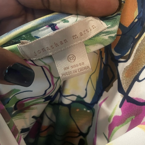 Jonathan Martin Floral Maxi Dress Sleeveless V-Neck Smocked Waist Summer Sz. 12 - Picture 5 of 6